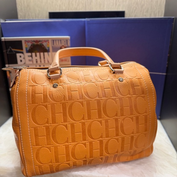Carolina Herrera Handbags - Carolina Herrera Orange CH Embossed Bag
